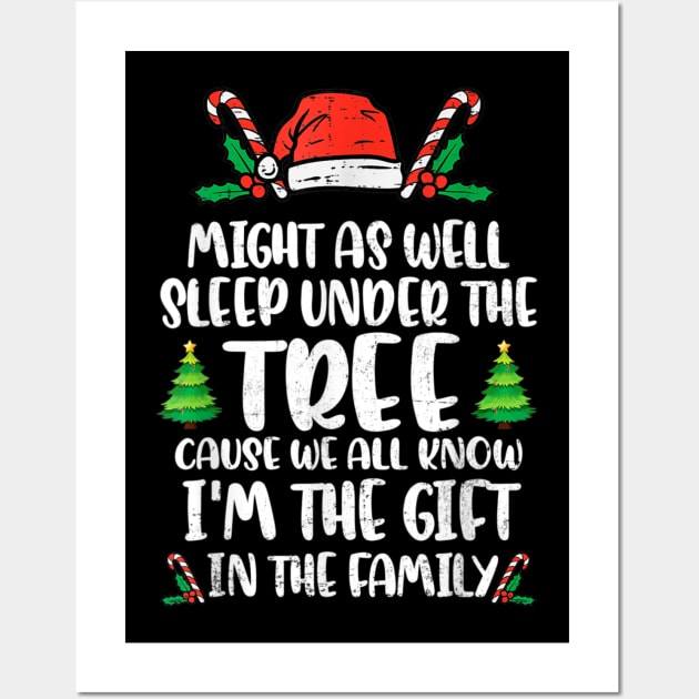 Might Funny As Well Sleep Under The Tree Happy Christmas Wall Art by Brodrick Arlette Store